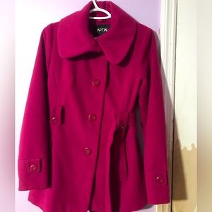 Magenta trench. Only worn once, size S. Dry clean only. Will bargain on price